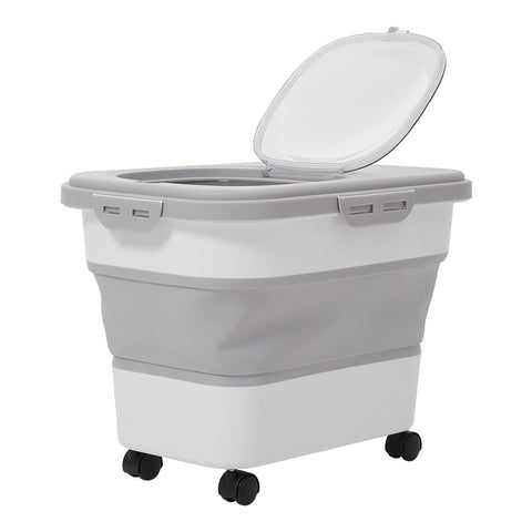 Collapsible Pet Food Storage Container with Wheels and Lids, PF390001 (Ver.2)