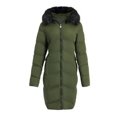 Polyester Quilted Coat with Faux Fur Hood, CC060781  (VER.2)