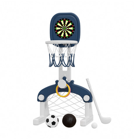 5-in-1 höheverstellbarer Basketballständer mit Fußballtor, Wurfspiel und Golf, FI1042 (DE)
