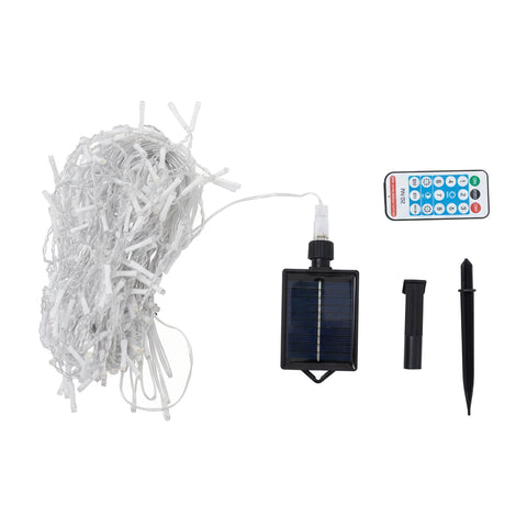 30M Solar-Powered LED Icicle String Lights with Remote Control, LO200057