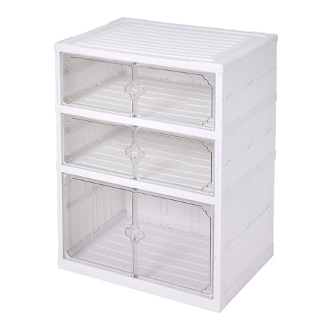 3-Tier Foldable Storage Rack Shoes Organizer with Doors, SW0999 (Ver.2)