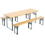 Outdoor Wooden 3-Piece Garden Table Bench Furniture Set, LG1167LG1168