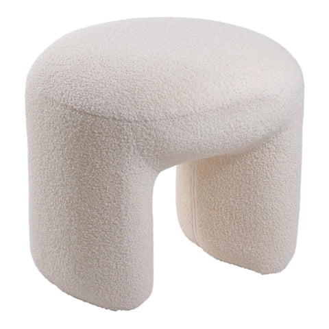 Weißer Fußhocker aus Teddyfleece, FL050129 (DE)