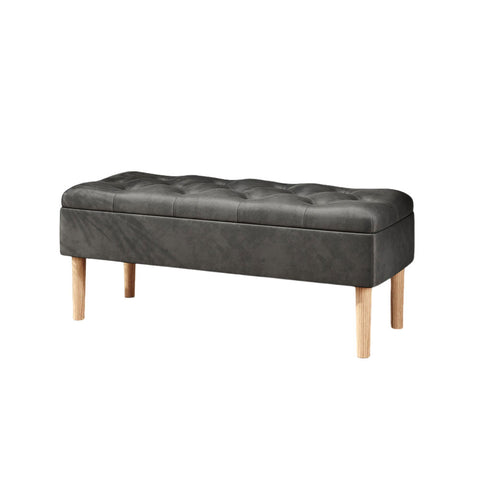 Livingandhome Velvet Storage Bench with Rubber Wooden Leg, FA0019