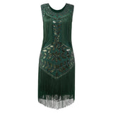 1920s Sequin Beaded Flapper Dress with Layered Fringe, CC062171