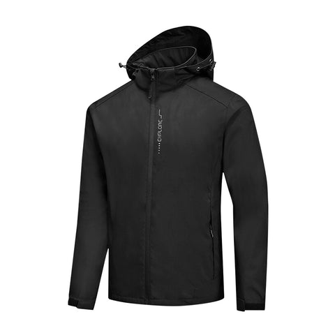 XXL-size Black Waterproof Softshell Jacket with Hood, WO0511