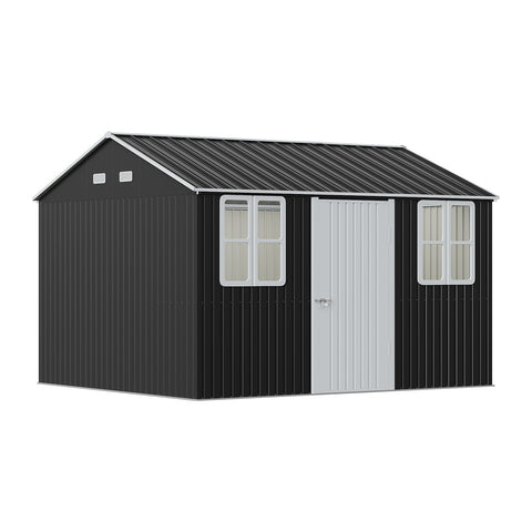 12x10FT Metal Apex Roof Garden Storage Shed, PM1851PM1852PM1853 (Ver.2)