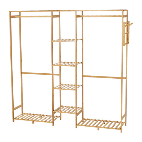 Wooden Clothes Rack with Side Hooks, HO0006