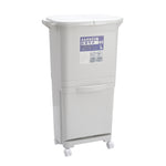 Livingandhome White Double-Layer Three-Compartment Trash Can with Wheels, WZ0086