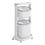 Livingandhome 3-Tier Laundry Basket Clothes Storage Shelf on Wheels for Bathroom, WM0050