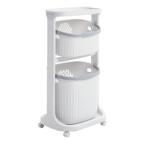 Livingandhome 3-Tier Laundry Basket Clothes Storage Shelf on Wheels for Bathroom, WM0050