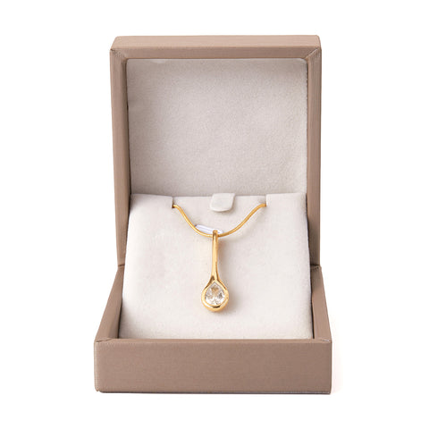 14K Gold Plated Teardrop Necklace, CA290067 (Ver.2)