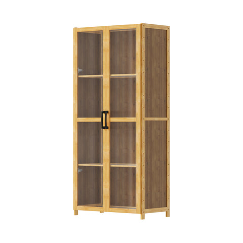 4-Tier Narrow Bookcase Storage Cabinet with Acrylic Door, FL250070