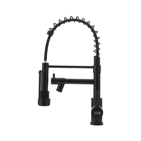 Schwarze Edelstahl Küchenarmatur mit ausziehbarer Brause und schwenkbarem Topffüller  [Küchenarmatur Schwarz Edelstahl mit Brause und Topffüller], MD030027(DE)