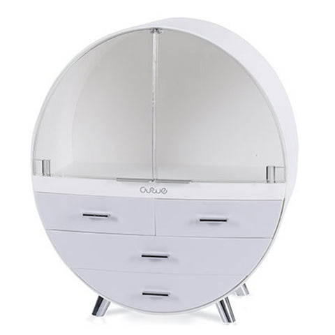Livingandhome Dustproof Round Cosmetic Storage Box Desktop Organzier, SP2105