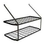 Wandregal 2-stöckig mit 10 Haken für Töpfe und Pfannen Schwarz 74,9/34,8/58,9 cm [TOPFREGAL Schwarz 74,9/34,8/58,9 cm 2-stöckig], HM320027(DE)