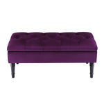 Livingandhome Purple Buttoned Velvet Storage Bench, FA0021