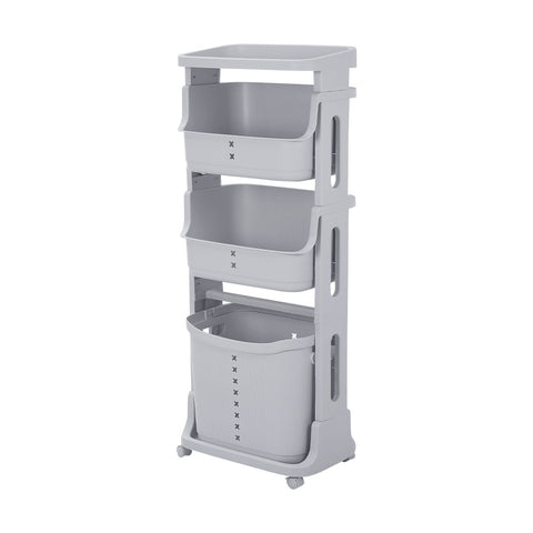 Livingandhome 4-Tier Storage Rack Laundry Basket with Wheels, WM0225