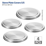 Set of 4 Stainless Steel Round Electric Stove Burner Hob Top Cover, WM0653