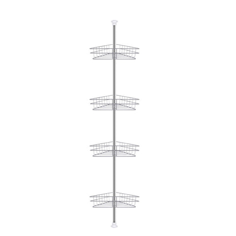 4-Tier Floor-to-Ceiling Corner Shower Caddy Storage Rack for Bathroom, WH0712