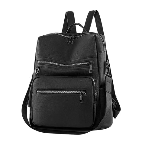 Black PU Leather Backpack, JW0030