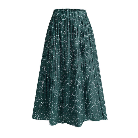 High Waist Pleated Midi Skirt with Elastic Waistband, CC060942 (Ver.2)