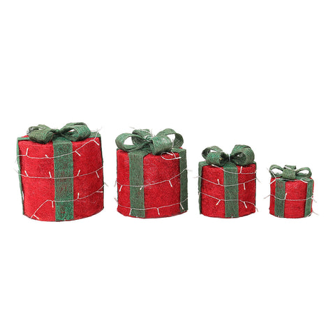 4Pcs Christmas Gift Box Decorations with LED String Lights, SC0031