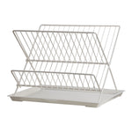 2-Tier Foldable Countertop Dish Drying Rack with Drip Tray, HM320005 (Ver.2)