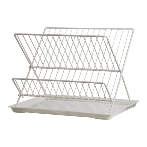 2 Tier Foldable Countertop Dish Drying Rack with Drip Tray, HM320005