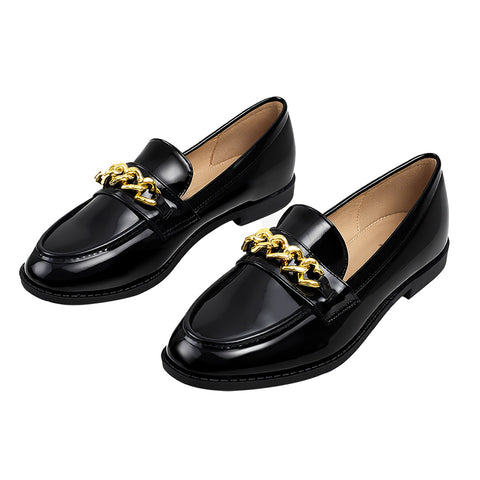 Casual Closed Toe Slip-on Chain Loafers with Low Heel, CS300509 (Ver.2)