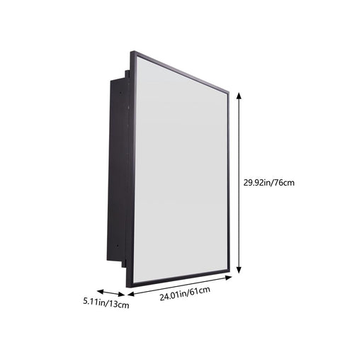 Black Wall-Mount Rectangular Bathroom Storage Mirror Cabinet, DM0924(Ver.2)