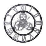 Silbere Wanduhr in Industrie-Stil aus MDF, HF070511 (DE)