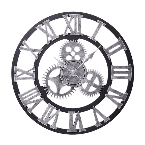 Silbere Wanduhr in Industrie-Stil aus MDF, HF070511 (DE)