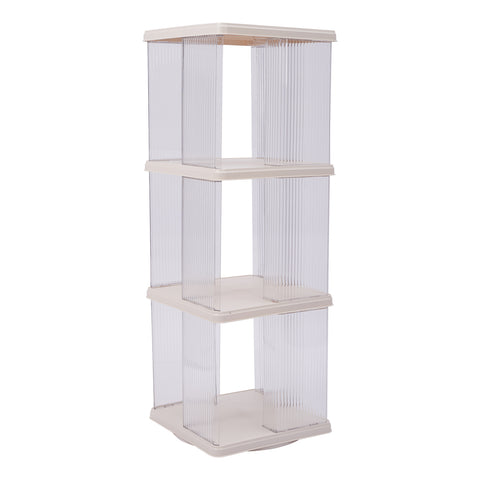 3-Tier Plastic Square Rotating Bookshelf, FL070016