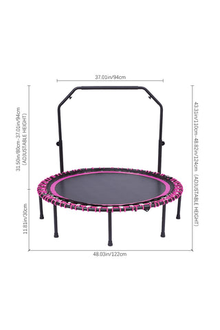 48in Bungee Cords Foldable Round Trampoline with Adjustable U-Handle Bar, DM0902