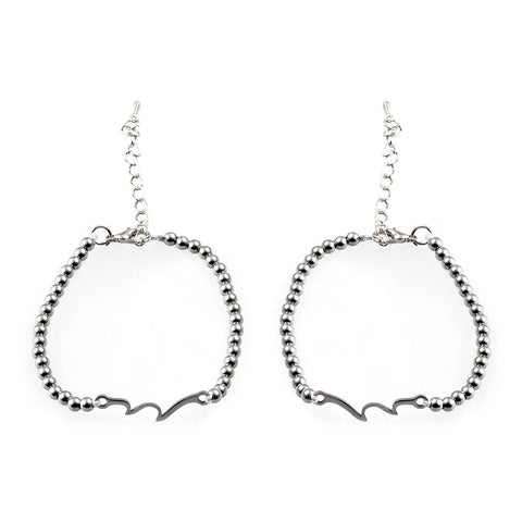Set of 2 Adjustable Silver Beaded Bracelets, CA290006 (VER.2)
