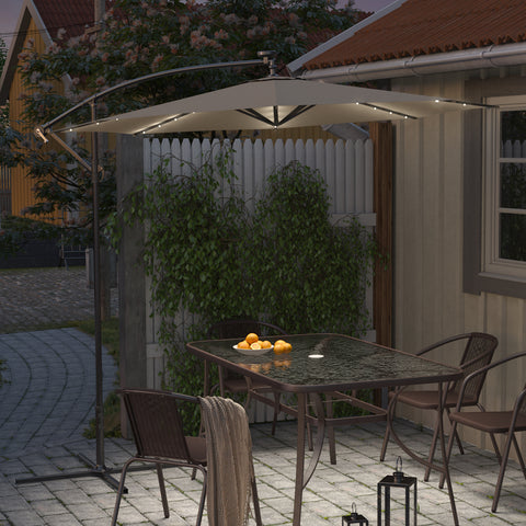 Livingandhome Outdoor 32 LED Lighted Patio Umbrella with Crank Lift System, Cross Base & Fillable Base, LG0929LG0441LG0884