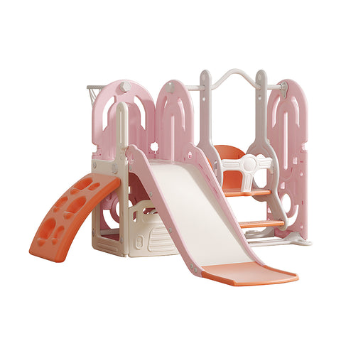 3 in 1 Toddler Slide and Swing Playset with Basketball Hoop, FI1176