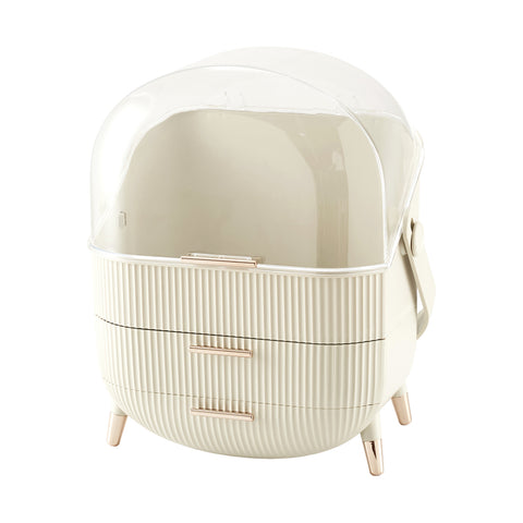 Countertop Portable Oval Makeup Storage Box with Transparent Cover, BM070017