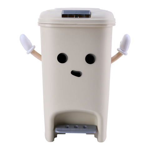10L Foot Pedal & Press-to-Open Cream White Trash Bin, WM0739