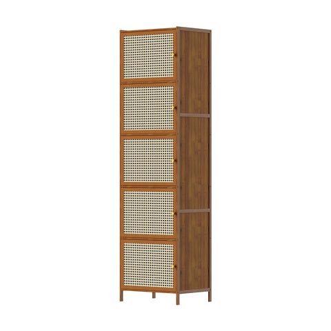 5-Tier Narrow Bookcase Storage Cabinet with Doors, FL250061