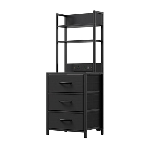 3-Drawer Nightstand with Charging Station & RGB Light Strip, FB490058