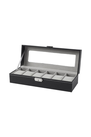 Sheonly Elegant Faux Leather Watch Display Case with 6 Slots, SW0832