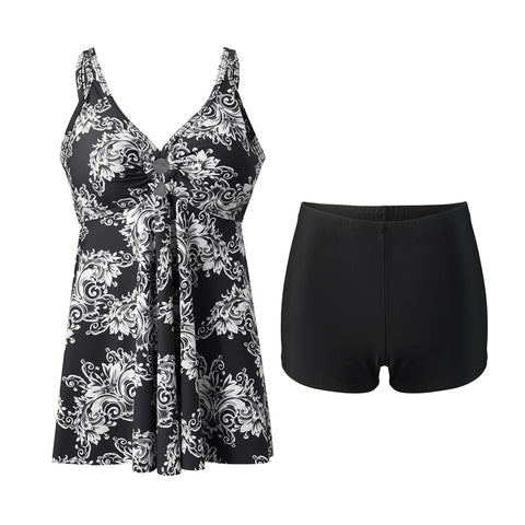 Two Piece Tankini Swimsuit with Double Shoulder Straps, CC060084 (Ver.2)