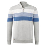 Casual Colour-Block Quarter-Zip Mock Neck Knitted Pullover Jumper, CC291361