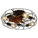 Livingandhome Industrial 20“ Black Cage Ceiling Fan Light, DM0581