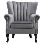 Livingandhome Vintage Old-fashion Velvet Wing Back Armchair with Studs, FA0420