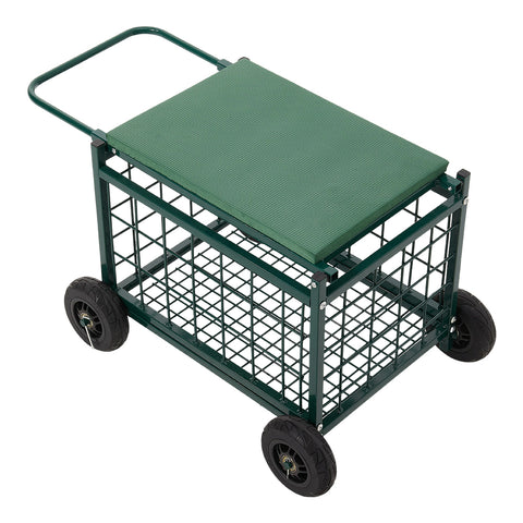 Rolling Garden Work Seat Cart with Storage, GT200017