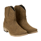 Embroidered Pointed Toe Cowboy Ankle Boots with Block Heel, CS300597