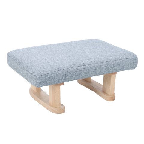 Linen Upholstered Footstool with Wooden Legs, ZH0877 (Ver.2)